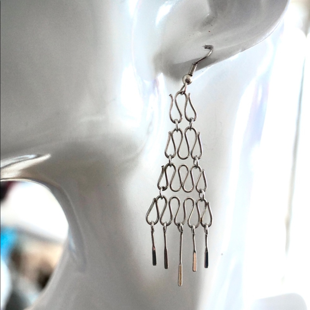 Vintage Sterling Silver Link Earrings